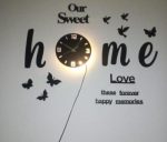 3D Wall Clock Black Glowing Birds & Butterflies Modern Home Decor Pakistan - Image 3