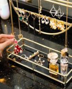Gold Finish Jewelry Rack | Premium Multi-Level Jewelry Organizer for Necklaces, Earrings & Accessories - Image 3