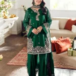 Green Embroidered 3-Piece Kurta Shalwar Dupatta Set for Women