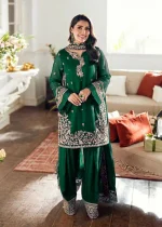 Green Embroidered 3-Piece Kurta Shalwar Dupatta Set for Women - Image 2