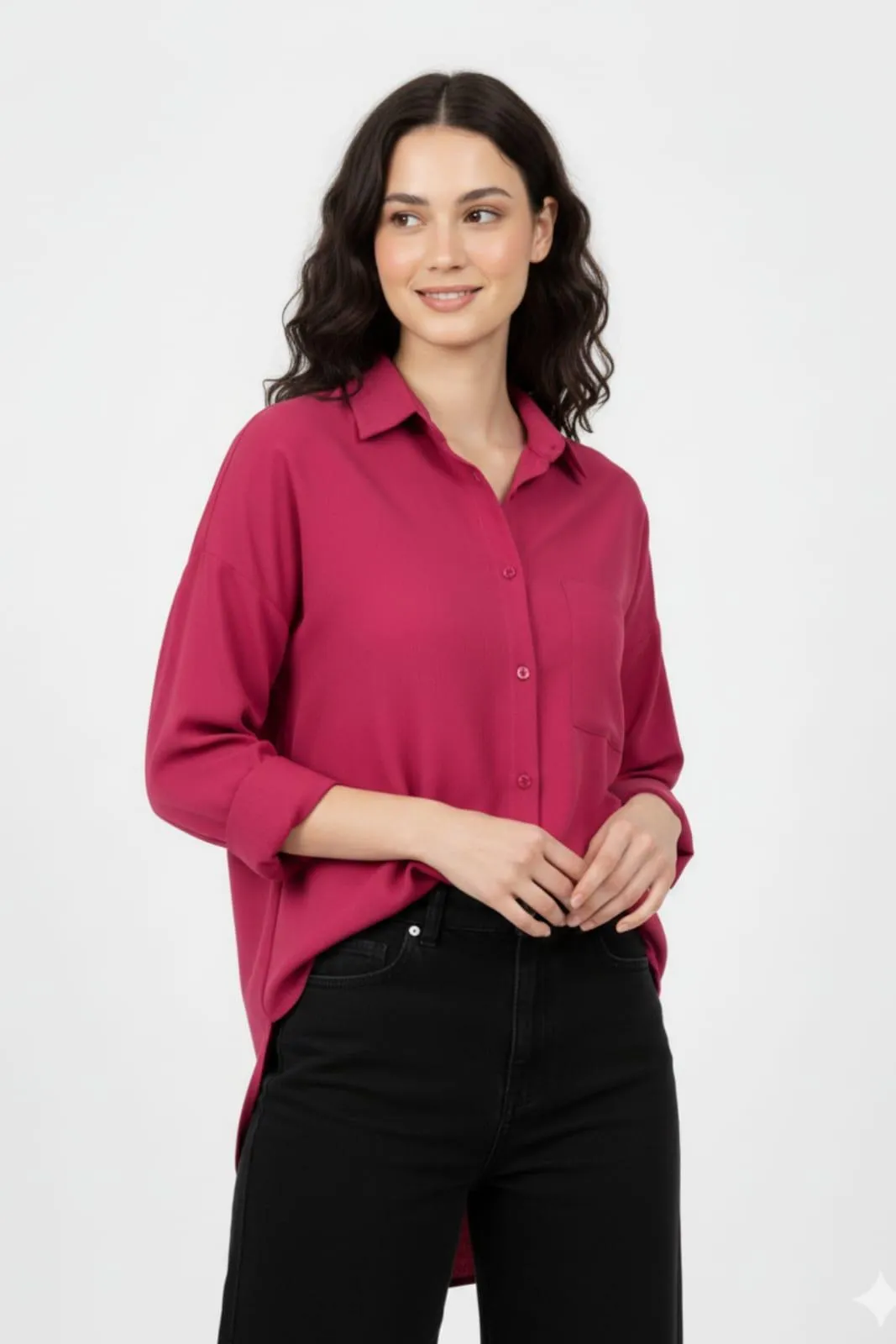 1694-9-692519-product-1 Women’s Pink Silk Button-Down Shirt – Elegant Casual Wear, Medium to Large - Image 1