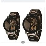 Unisex Black Couple Watches – Romantic Dial Quartz Wristwatches for Men & Women, Matching Watch Set