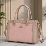 Premium Women's Rexine Structured Handbag – Pink Top Handle & Shoulder Bag