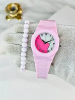 Pink Carbon Fiber Women's Watch Butterfly Clasp Elegant Fashion Wristwatch - Image 4