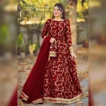 Maroon Embroidered Lehenga Choli with Dupatta – Traditional Ethnic Party Wear Set