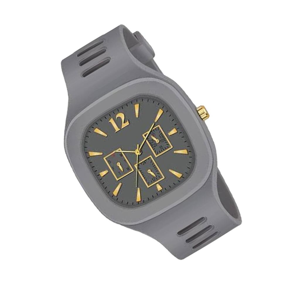 221-132-324802-product-1 **Men’s Modern Grey Silicone Strap Watch with Gold Dial – Stylish Casual Sports Wristwatch** - Image 1