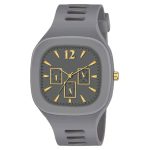 **Men’s Modern Grey Silicone Strap Watch with Gold Dial – Stylish Casual Sports Wristwatch** - Image 3