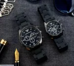 Unisex Chronograph Watch – Black Stainless Steel Wristwatch for Men & Women, Stylish Fashion Watch