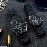 Unisex Chronograph Watch – Black Stainless Steel Wristwatch for Men & Women, Stylish Fashion Watch
