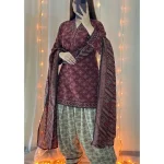 Women’s Maroon 3-Piece Stitched Digital Print Suit | Stylish Printed Dress