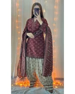 Women’s Maroon 3-Piece Stitched Digital Print Suit | Stylish Printed Dress - Image 3