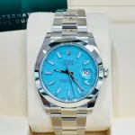 Men’s Blue Stainless Steel 41mm Watch – Water Resistant Stylish Analog Wristwatch