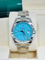 Men’s Blue Stainless Steel 41mm Watch – Water Resistant Stylish Analog Wristwatch