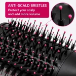 2-in-1 Hot Air Brush Hair Dryer & Straightening Brush | Electric Hair Styler for Smooth, Voluminous & Frizz-Free Hair | Pink & Black - Image 6
