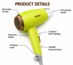 KEMEY KM-6821 Professional Hair Dryer 2000W | Hot & Cool Air | Foldable Handle | Overheat Protection - Image 6