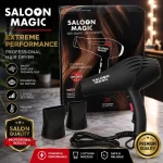 Saloon Magic Professional Hair Dryer – Powerful Salon Blow Dryer with 2 Styling Nozzles