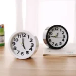 Small Round Alarm Clock White Stylish Home Decor Table Clock for Bedroom Study Desk