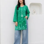 1 Pc Women's Stitched Arabic Lawn Block Printed Shirt – Azadi Special Collection