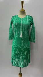 1 Pc Women's Stitched Arabic Lawn Block Printed Shirt – Azadi Special Collection - Image 2