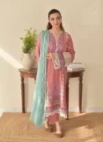Women’s 3-Piece Stitched Cotton Lawn Embroidered Suit - Image 2