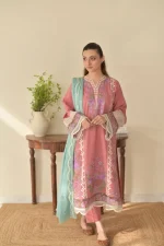 Women’s 3-Piece Stitched Cotton Lawn Embroidered Suit - Image 3