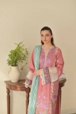 Women’s 3-Piece Stitched Cotton Lawn Embroidered Suit - Image 4