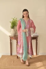 Women’s 3-Piece Stitched Cotton Lawn Embroidered Suit - Image 6