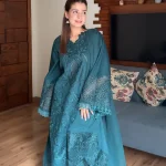 Teal Majestique Lawn Cotton Embroidered Dress | Elegant Summer Wear