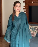 Teal Majestique Lawn Cotton Embroidered Dress | Elegant Summer Wear - Image 3