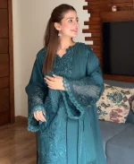 Teal Majestique Lawn Cotton Embroidered Dress | Elegant Summer Wear - Image 5