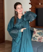 Teal Majestique Lawn Cotton Embroidered Dress | Elegant Summer Wear - Image 7
