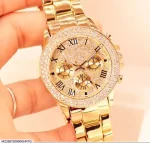 Luxury Golden Crystal Roman Dial Watch – Elegant Premium Wristwatch for Men & Women