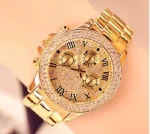 Luxury Golden Crystal Roman Numeral Dial Watch for Men – Elegant Premium Wristwatch - Image 3