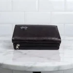 Ladies PU Leather Hand clutch Double Flap-Dark Brown - Image 5