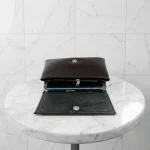 Ladies PU Leather Hand clutch Double Flap-Dark Brown - Image 7
