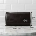 Ladies PU Leather Hand clutch Double Flap-Dark Brown - Image 8