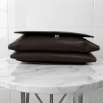Ladies PU Leather Hand clutch Double Flap-Dark Brown - Image 2