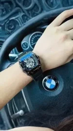 Richard Black Skeleton Watch for Men | Stylish Luxury Automatic Wristwatch - Image 6