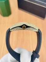 **Men’s Luxury Diamond Stone Fashion Watch | Working Date Display | Premium Textured Strap Elegant Wristwatch** - Image 3