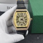 **Men’s Luxury Diamond Stone Fashion Watch | Working Date Display | Premium Textured Strap Elegant Wristwatch** - Image 4