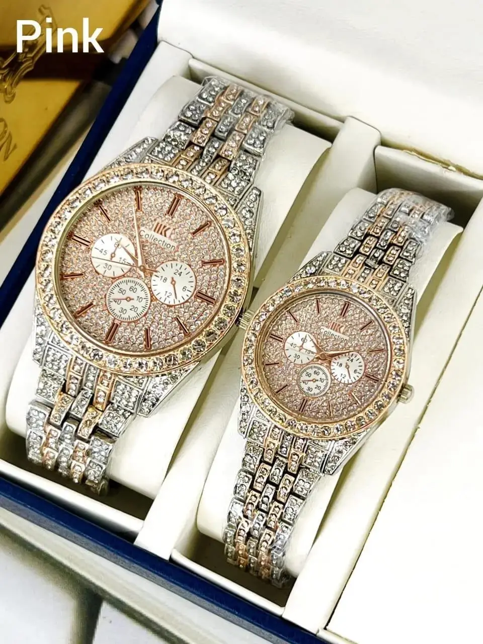 324-284-743492-product-1 Stainless Steel Diamond Couple Watches – Elegant Matching Watches for Couples - Image 1