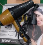 3500W Professional Hair Dryer – Black & Yellow ABS, High-Power Corded Hair Blow Dryer - Image 2