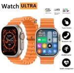 T10 Ultra 2 Smart Watch for Men & Women – Orange Silicone Strap, Bluetooth 5.0 Fitness Tracker, Smartwatch