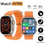 T10 Ultra 2 Smart Watch for Men & Women – Orange Silicone Strap, Bluetooth 5.0 Fitness Tracker, Smartwatch