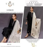3 Piece Black Dhanak Embroidered Suit for Women | Printed Dupatta | Winter Unstitched Pakistani Dress