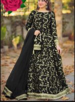 Black Embroidered Lehenga Choli Set – 4-Piece Shamoz Silk Party & Wedding Wear