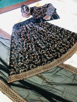 Black Embroidered Lehenga Choli Set – 4-Piece Shamoz Silk Party & Wedding Wear - Image 3