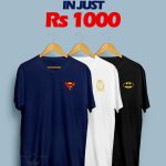 Premium Cotton Jersey T-Shirts Pack of 3 – Navy White Black Printed Pakistan