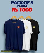Premium Cotton Jersey T-Shirts Pack of 3 – Navy White Black Printed Pakistan - Image 3