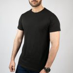 Men Cotton Jersey T-Shirt – Black Round Neck Summer Wear Pakistan